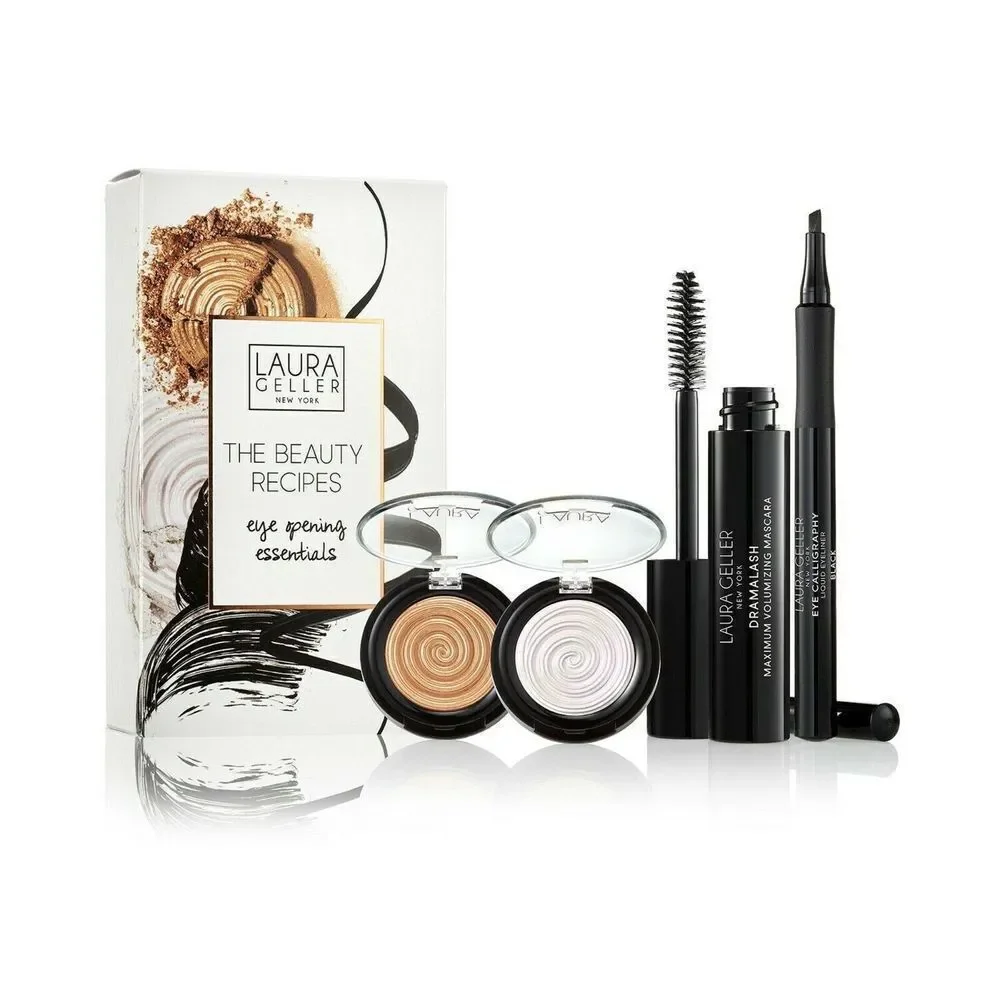 Laura Geller DramaLASH Mascara, Eyeliner, Eyeshadow/Illuminator 4-PIECE SET! - Picture 2 of 16